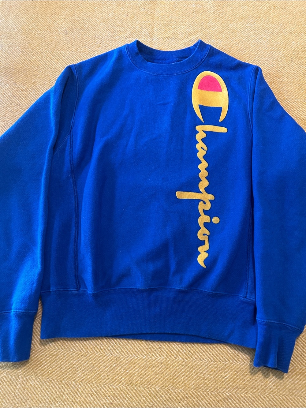 Champion Reverse Weave Oversized Flock Script Crew Sweatshirt